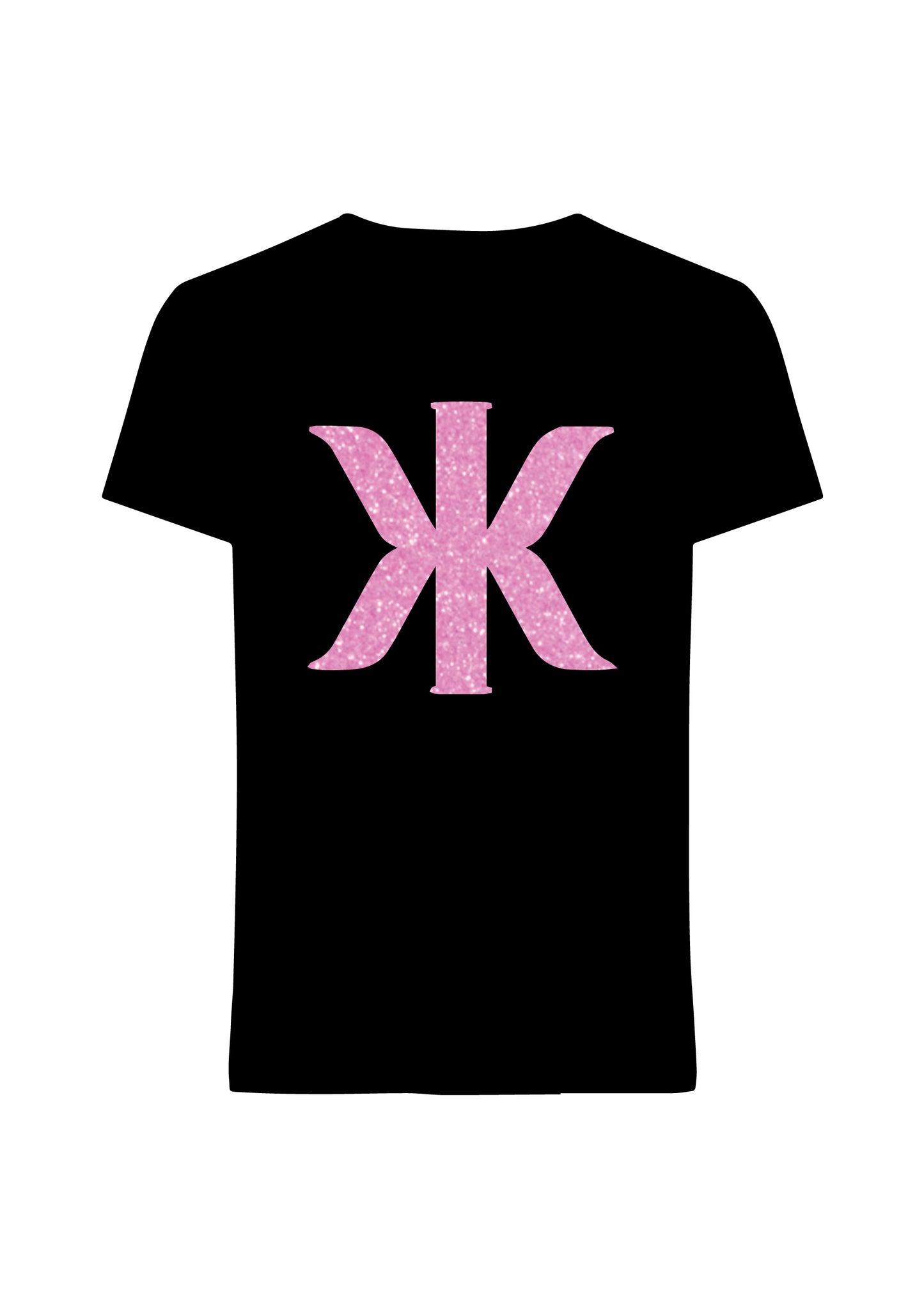 Glitter värisuora T-Paita (pinkki, musta)