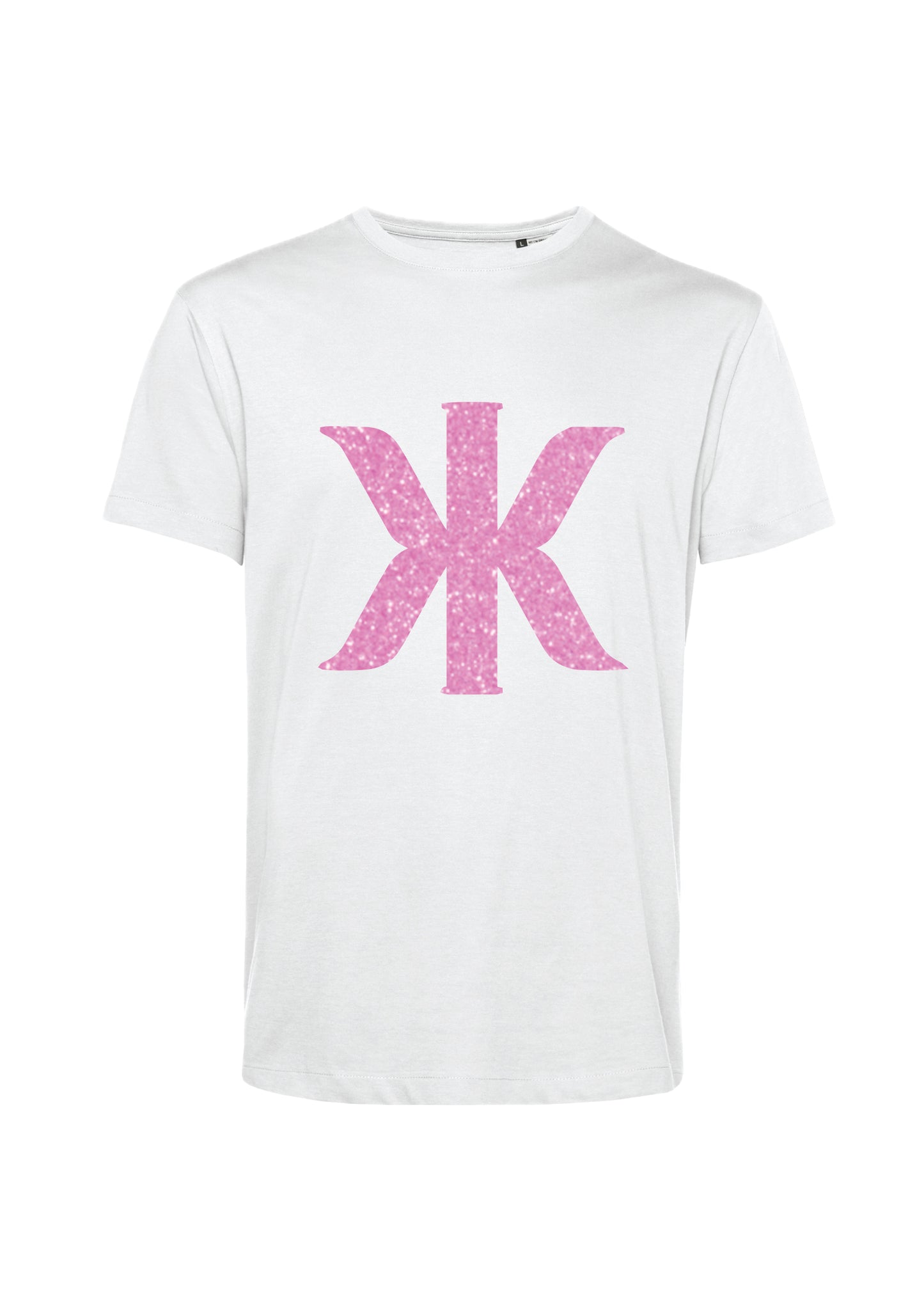 Glitter värisuora T-Paita (pinkki, valkoinen)