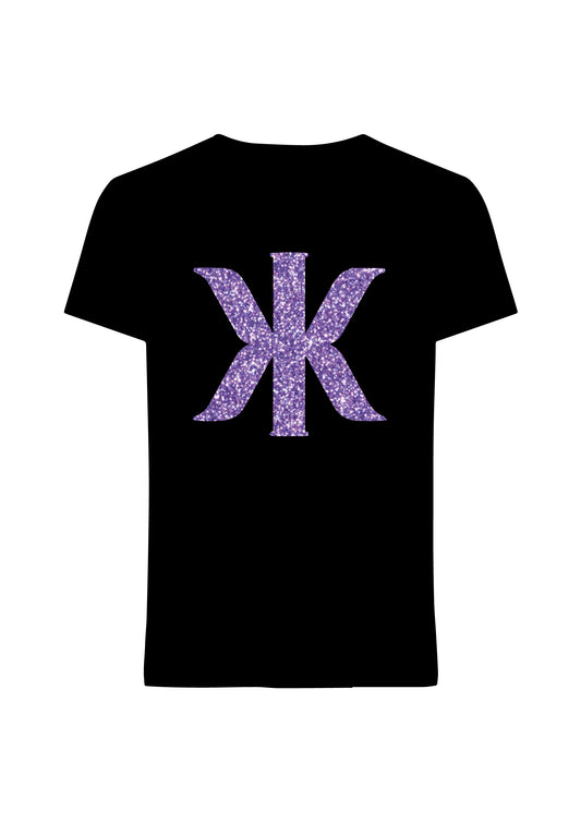 Glitter värisuora T-Paita (lila, musta)