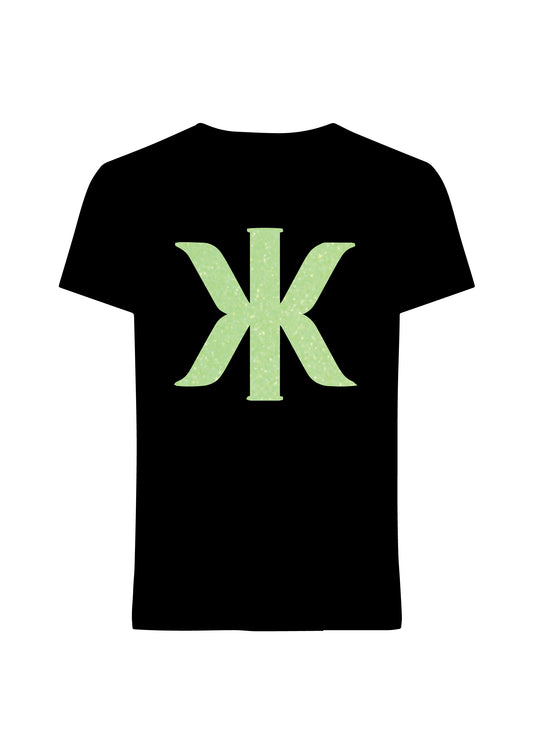 Glitter värisuora T-Paita (lime, musta)