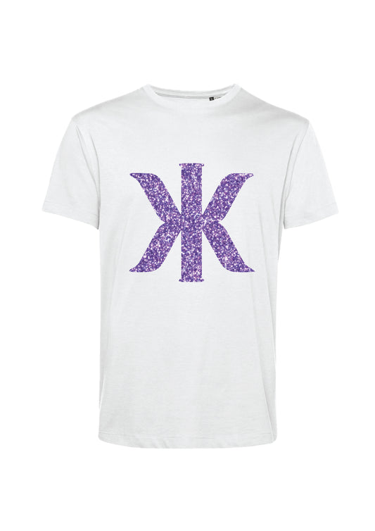 Glitter värisuora T-Paita (lila, valkoinen)